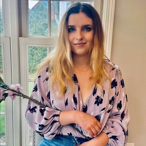 Spring purple floral blouse